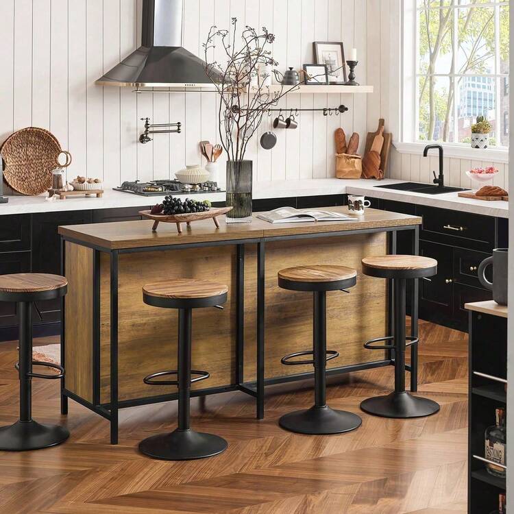 SoBuy Kitchen Island Storage Cupboard Sideboard Kitchen Breakfast Dining Bar Table Bar Cabinet Vintage Brown W170 X D60 X H89cm KNL01-F - Brown - View 3