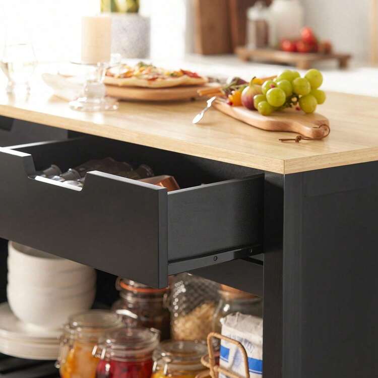 SoBuy Kitchen Island FKW74-WN - 黑色 - 查看 5