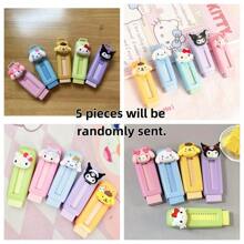 Sanrio 5 Sanrio Cartoon Character Sets, Made Of Durable ABS Material, Anti-Fouling And Anti-Shatter, Anti-Scratch Retractable Cute Eraser