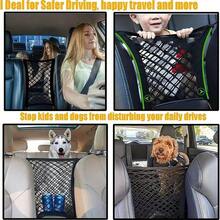 1pc Keep Your Kids & Pets On The Road - Dog Car Net Barrier With Auto Mesh Organizer & Stretchable Storage Bag - Multicolor - View 2