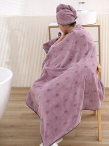 一套（90*180厘米浴巾 + 25*65厘米浴帽）柔软吸水超大情侣爱心图案浴巾套装，适用于美容院、酒店、运动、家居等场所，可作浴巾、护肤浴巾。 - 愛心豆沙2件套 - 查看 9
