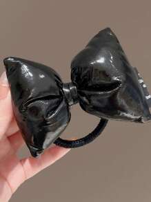 1 件女士多色蝴蝶结 PU 皮革发带，时尚日常佩戴可爱，Y2k 情人节情人节马尾辫夹发圈橡皮筋发绳弹性发带，发球，头饰 - 彩色 - 查看 4