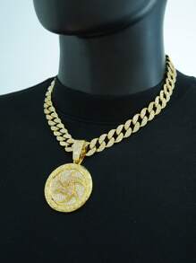 1 件男女通用个性化符号圆形吊坠项链，时尚百搭项链配饰