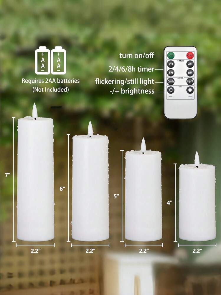 4/12-Piece LED Flameless Candle Set With Remote Control And Timer, Premium Mood Decorative Lights For Birthday Parties, Home, Halloween, Weddings, And Holidays - trắng - Xem 10