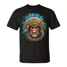 Alpha Lion In Nat  Headdress T-Shirt - 黑色10 - 查看 1