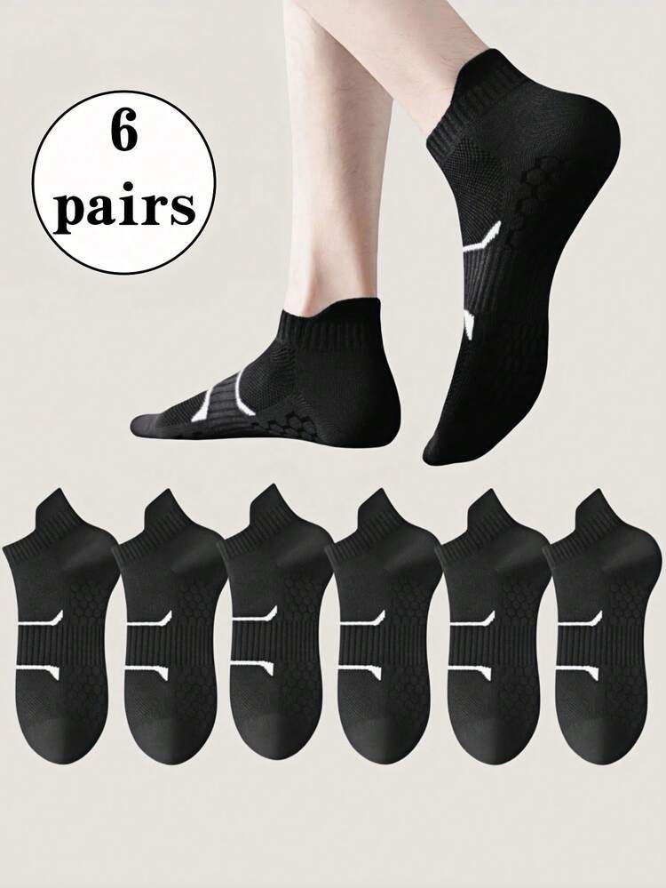 1/3/6/10 Pairs Men's Sports Socks, Comfortable Breathable Summer Thin Ankle Socks, Suitable For Outdoor Sports, Running, Fitness, Compression Socks, Fall - Black - View 14