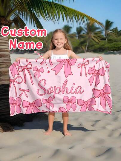 Personalized Kids Beach Towel, Summer Birthday Gift, Summer Vibe, Girls Beach Trip, Customized Beach Towel, Swimming Pool, Beach Decor