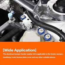 10件套发动机舱装饰螺栓，M6铝制紧固件螺丝套装，带螺栓的铝制保险杠垫圈，发动机舱装饰紧固件套装，保险杠垫圈螺栓，前大灯，后备箱发动机舱装饰，保险杠垫圈螺栓，适用于大多数车辆的替换装饰螺丝 - 彩色 - 查看 4