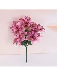 1 Strauß doppellagige künstliche Weihnachtsdekoblumen, Feiertags-Dekorblumen, geeignet für Weihnachtsbaum-Dekoration und Feiertags-Geschenke