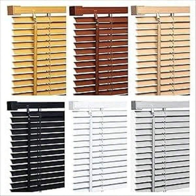 Easy Fit PVC Venetian Blinds - Trimmable Fittings, Twist Open Close Shutter - 核桃 - 查看 1