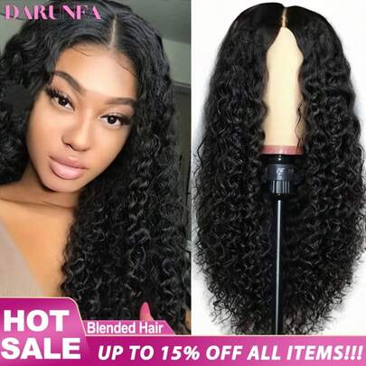 200% 密度高清透明蕾丝前假发，适合婴儿头发的女性，深波浪假发，自然黑色假发，13x4 蕾丝前假发，雷米杰瑞卷发混合假发，无胶卷曲假发，巴西原生发假发，适合日常使用，优雅自然的外观