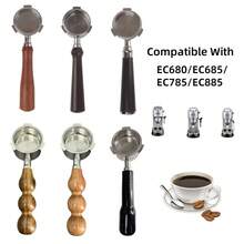 1 قطعة مرشح قهوة إسبرسو بدون قاع بثلاث آذان مناسب لآلات إسبرسو ديلونجي ديديكا EC680/EC685، مرشح إسبرسو بدون قاع من الفولاذ المقاوم للصدأ