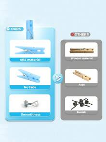 100个/50个婴儿派对衣夹游戏，幼儿男孩塑料衣夹，迷你蓝色衣夹，1.2英寸大包装，非常适合婴儿派对、性别揭晓派对装饰、婴儿礼物、DIY手工制作 - 天藍色 - 查看 6