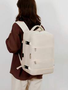 Expandable Backpack, Men's Large Capacity School Bag, Business Trip Luggage, Backpack, Travel Bag, Women's Computer Bag Back-To-School Season - Beige - View 3