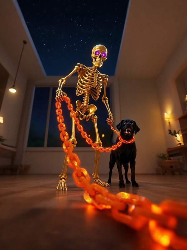 Luces de cadena de plástico LED con diseño brillante espeluznante de 2m - Control remoto, a pilas (pilas no incluidas) - Decoración interior para dormitorio, pasillo y ambiente de fiesta de Halloween - Decoración de habitación, jardín y regalo para vacaciones, festivales