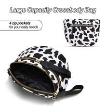 Checkered Bum Bags For Women Crossbody,Nylon Crossbody Bag Large Fanny Pack Checkered Purse Oversized Slouchy Belt Bag - 咖啡乳牛 - 查看 5