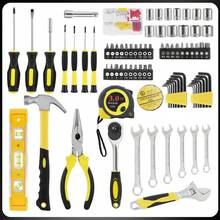 Hand Tool Kit Set 108pcs Household Daily Maintenance Car Repair Hardware Tools - Yellow+Black - View 2