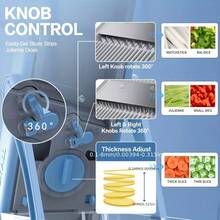 Piorlado Vegetable Slicer, Kitchen Accessaries, Adjustable Vegetable & Fruit Chopper With 4 Modes Dicer, Julienne Kitchen Chopping Artifact - Blue - View 9