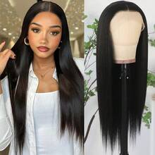 Purple Color Lace Front Wigs Pre Plucked Hairline Long Straight Wigs For Fashion Women Girls Party Daily Wear Glueless Dark Purple Lace Front Synthetic Wigs 13x4 Free Part Heat Resistant Fiber Hair 28 Inch 180% Density - 黑色 - 查看 2
