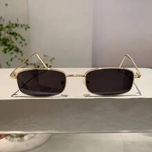 1 Pair Women's Square Small Frame Glasses Fashion Gold Frame Design Multicolor Glasses Retro Simple Style High-End Red Glasses - Vàng trong suốt - Xem 9