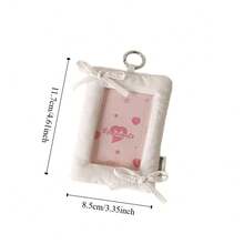 1PC Photocard Protector Keyring 3in Cloth Bowknot Ruffle Photocard Holder Keychain Display Idol Photo Card Frame Kawaii Bow Hanging Picture Card Holder - Multicolor - View 7
