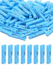 100个/50个婴儿派对衣夹游戏，幼儿男孩塑料衣夹，迷你蓝色衣夹，1.2英寸大包装，非常适合婴儿派对、性别揭晓派对装饰、婴儿礼物、DIY手工制作 - 天藍色 - 查看 7