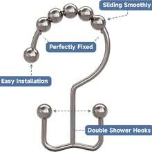12pcs Set 3" Stainless Steel Silver Shower Curtain Hooks - Durable Rust-Resistant Bathroom Accessories For Standard Shower Curtain Rods, Sleek Modern Silver Finish, Smooth Glide, Anti-Snag Design, Versatile Fit For Most Bathrooms, Easy Installation, Corrosion-Resistant Hardware, Timeless Shine, Elevate Your Shower Space In Home, Apartment, Or Dorm, Gift-Ready - Silver - View 4