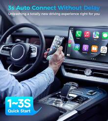 2025 Upgraded Wireless CarPlay Adapter For Apple, Converts Wired To Wireless Car Play Adapter, Auto Connect, Mini Size, Compatible With Cars From 2016 & IOS 10+ - Black - View 5