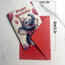 1pc/2pcs Funny Elephant Themed Greeting Cards, Suitable For Birthday, Thank You, Christmas And More Occasions, Perfect Gift For Animal Lovers, Birthday Or Holiday, Unique Cards For Family, Friends And Colleagues