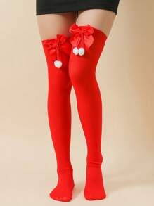 1双全新男女通用圣诞/复活节压缩袜，过膝长袜，角色扮演过膝长袜，女士长筒袜，非常适合角色扮演、派对服装、圣诞装饰，舒适保暖。 - 紅色 - 查看 6