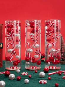 6054 件圣诞花瓶填充装饰 - 红色和白色亮面拐杖糖珠，用于节日中心装饰、餐桌布置、壁炉架或橱窗展示的花瓶填充物 - DIY 工艺品，用于圣诞派对装饰的塑料珠，节日餐桌散布装饰，户外花园庭院照片道具装饰，节日配饰 - 彩色 - 查看 5