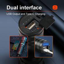 大功率 LED 手电筒超亮 4 模式变焦防水 USB 可充电户外应急电源适用于露营、夜间骑行、徒步旅行和钓鱼 - 黑色 - 查看 9