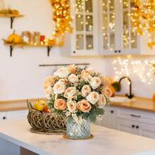 1/3/80PCS Artificial Flower Rose Bouquet, Embroidered Ball, Peony Mixed Flowers, Bride Holding Bouquet, Wedding Decoration, DIY Wreath Materials, Birthday Party Decoration Materials, Home Dining, Living Room, Vase, Outdoor Garden, Autumn Decoration