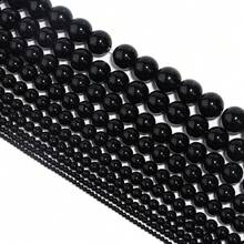 1 pieza Cuentas de piedra de ágata negra natural, surtido de tamaños 4/6/8/10/12mm, joyería de moda vintage para hacer manualidades, adecuado para pulseras, collares, artesanías, colgantes, decoraciones, regalo ideal - piedra de ónix negro - Ver 4