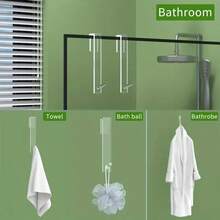 2pcs Acrylic Clothes Hook For Spring Refresh – No-Drill No-Punch Shower Door Hook, Bathroom And Bedroom Door Organizer, Transparent Clear Acrylic Bathroom Accessories, Durable Space-Saving Towel And Robe Hook, Easy-Install No-Tool, Perfect For Laundry, Vanity, Spa, And Shower Areas In Modern Home Décor - Transparent - View 7