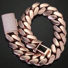 316L Stainless Steel Miami Curb Chain Nekclace Or Bracelet 18mm-22mm  Rose Gold Plated Miami Cuban Link Chain  For  Hip Hop Jewelry For Men Jewelry Cuban Link Chain Necklaces For Men Gold Chain Cuban Link Chain Women Baddies Chain Accessories Suitable As Valentine's Day Gift, For Party And Daily Wear - 20毫米(0.78吋) - 查看 5