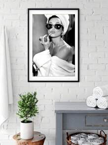 1张复古海报，女性墙面艺术，黑白女孩印花，复古时尚照片，老艺术品，海报，时尚墙面装饰（不含框） - 淺灰色 - 查看 6