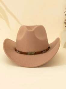 1 Piece Of Unisex Western Cowboy Felt Hat, With Braided And Brass Detachable Accessories - Multiple Color Options, Machine Washable, Suitable For Outdoor, Parties, British Style, Gifting, Party Accessories, A Versatile And Fashionable Hat