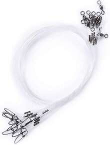 Líder de pesca de fluorocarbono de 50 libras, 10 unidades/20 líderes de fluorocarbono de pesca de agua salada/agua dulce, líderes de pesca de 20 pulgadas, línea líder de fluorocarbono 100% con - 20 pulgadas, 10 unidades - Ver 1