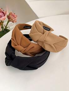 3条/2条/1条 宽边打结简约纯色复古百搭发箍，固定头发，女士发箍，头巾，黑色发饰，女士发饰，适合各种场合！发带，发箍，女士发箍，家居美容女士配饰礼品，头饰 - 彩色 - 查看 16