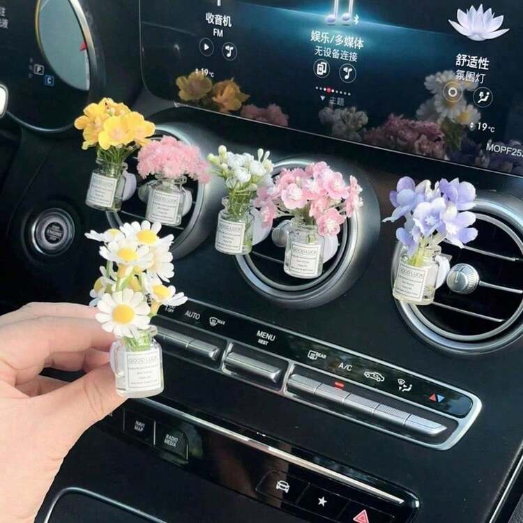 1pc Car Air Vent Clip Decor, Creative Galaxy Stars & Flower Fresh Air Conditioning Outlet Decoration,Car Accessories Women - 彩色 - 查看 1