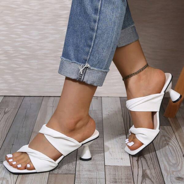 Sandale minimaliste cu toc înalt și bareta, vârful deschis, pentru femei, toc îngust, confortabile, colecția nouă de vară 2025