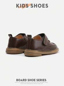 1 Pair Kids Simple Low-Top Hook And Loop British Style Skate Shoes Suitable For School And Daily Wear [Choose By Actual CM Inner Length] - Brown - View 5