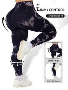 Plus Size Women Seamless High-Waisted Yoga Pants, Oversized Yoga Pants Are Very Fat, Can Be Worn With A High Waist And Nude. They Are 9/10 Plus Size Leggings, Yoga Pants And Leggings Yoga Pants Plus Size Plus Size Gym Clothes Tie-Dye - 藏藍札 - 查看 7