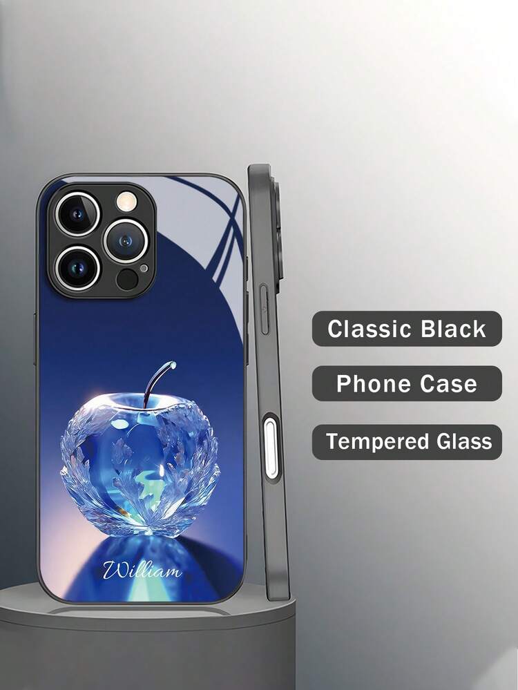 1个可定制姓名的高清玻璃手机壳，苹果图案，时尚、多彩、趣味、简约，配套手机壳，可爱定制，个性化，独特，理想的定制礼物，手机及配件，季节精选，时尚个性化手机壳，送给男朋友、女朋友、家人、朋友、祖父母、情侣，周年纪念日、生日礼物，国际版，非国内版 - 彩色 - 查看 5