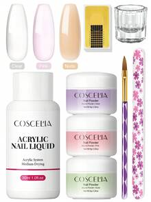 coscelia 8PCS Acrylic Powder & EMA Monomer Nail Kit-Pink Clear Nude Nail Powder, 30ML Nail Liquid System, Acrylic Nails Extension Supplies For Women DIY Salon Gift - Multicolor - View 13