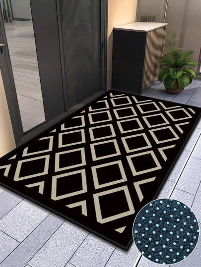 1pc New Nordic Luxury Geometric Jacquard Velvet Doormat, High-End Soft & Comfortable Carpet For Entryway, Living Room, Bedroom, Bathroom, Kitchen, Laundry Room, Machine Washable, Suitable For Halloween Decoration