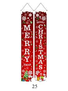 1pc New Christmas Decor Couplet, Holiday Party Decoration Door Curtain Party Hanging Flag, Merry Christmas Couplet, New Christmas Decoration, Garden Decor/Office Decor/Home Decor
