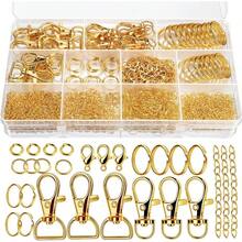 S524PCS Key Chain Making Kit Keychain Making Supplies Keychain Craft Supplies Key Chain Clips Lanyard Snap Hooks Key Rings And Jump Rings For Jewelry Lanyard Making Gold - 金色 - 查看 1