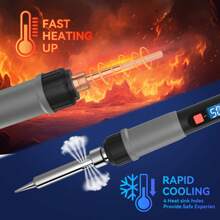 Zestaw lutownicy, ILIBILIB 110 V-240 V, 90 W, wyświetlacz cyfrowy LCD, regulowana temperatura lutownicy od 180 do 500°C, 6 w 1, termostatyczny, szybko nagrzewający się, inteligentny zestaw lutownicy do samodzielnego lutowania, z 5 końcówkami